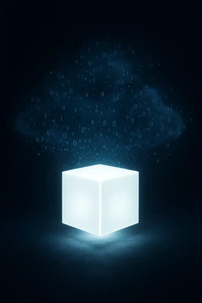 Cubo de luz representando la escalabilidad y disponibilidad de un Servidor Hosting Cloud.