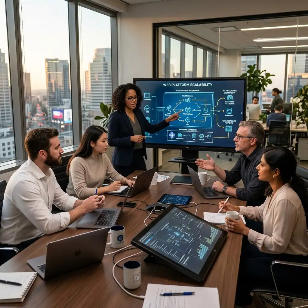 Equipo de desarrollo gestionando administracion de sitios web